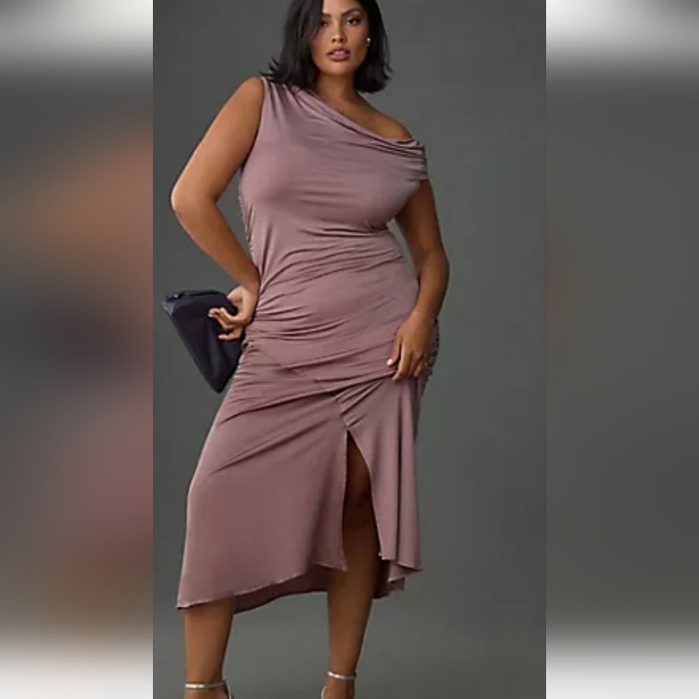 Anthropologie Dusty Rose One-Shoulder Dress - Picture 1 of 7